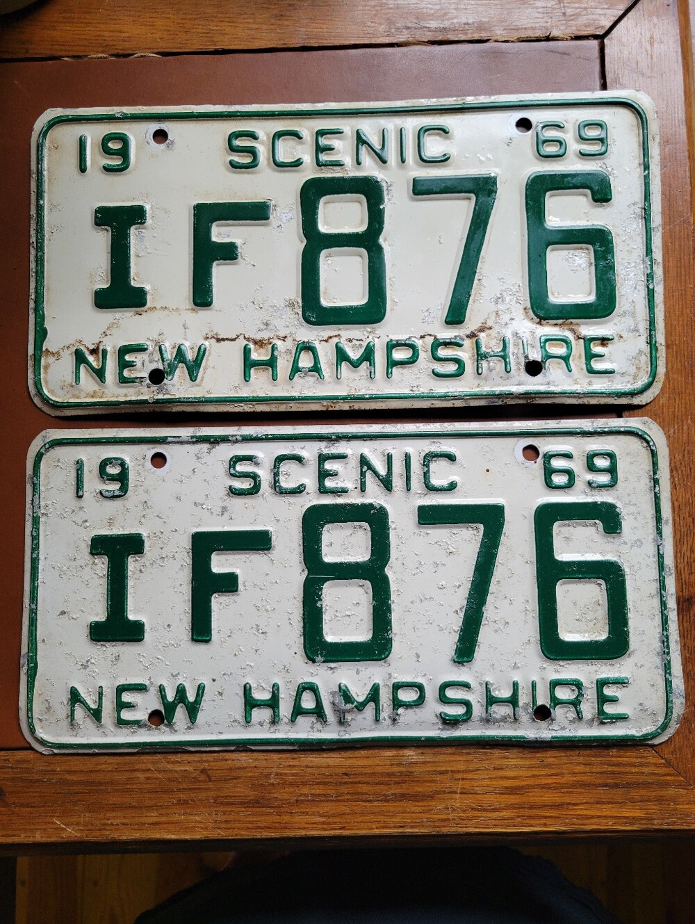 Vintage 1969 New Hampshire License Plate Pair Scenic 69 Matching Set IF876 NH